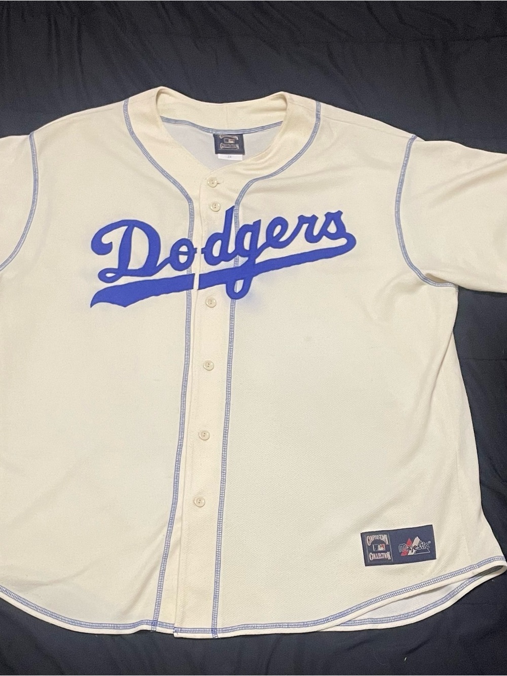 Vintage Los Angeles Dodgers Majestic Cooperstown Jersey Beige Size 2XL Preowned